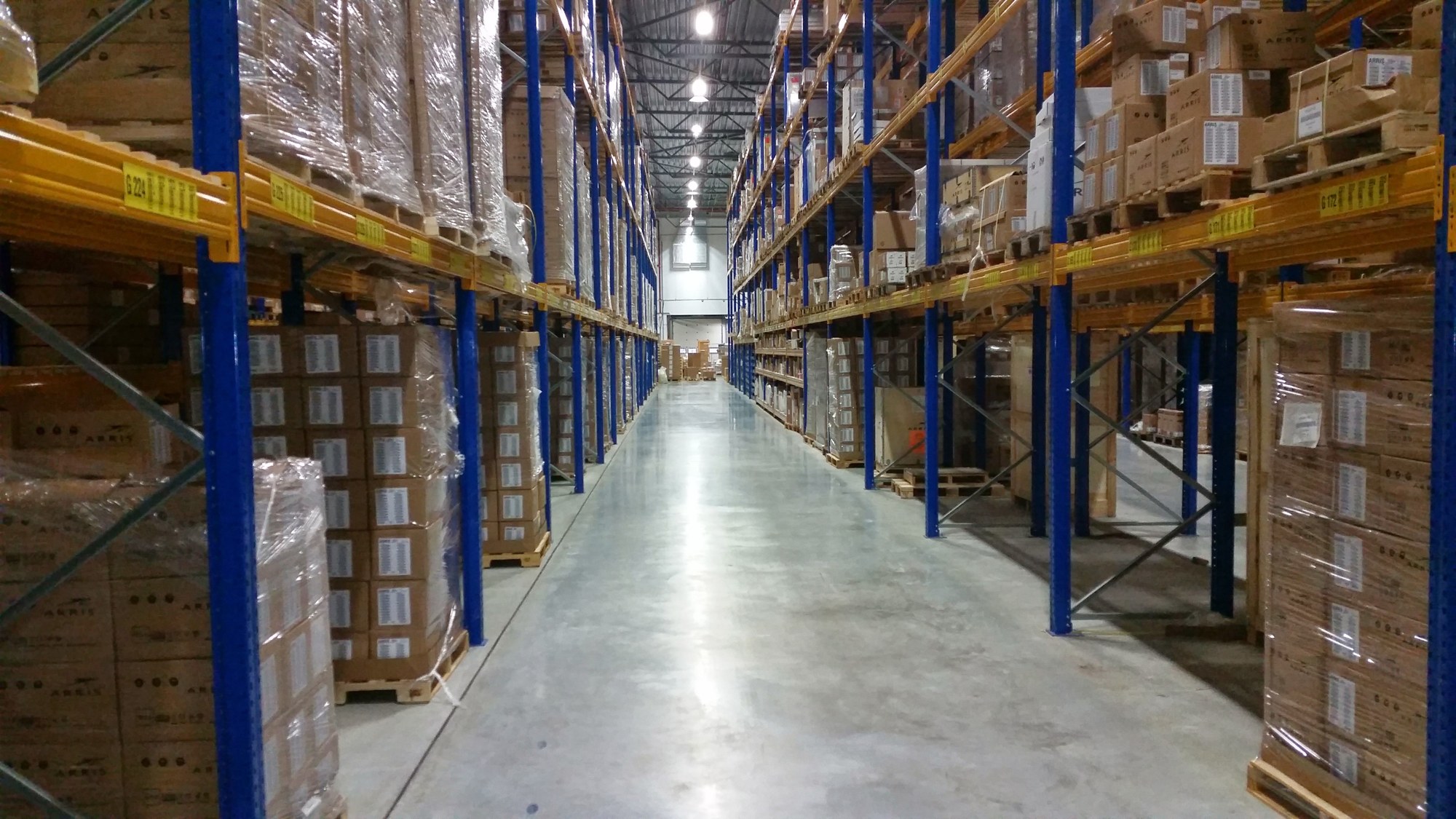 Packed goods and pallets ready for warehouse handling